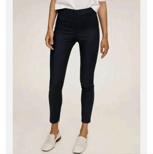 Mango Pull On Black Ankle Zipper Straight Leg Pants Xl